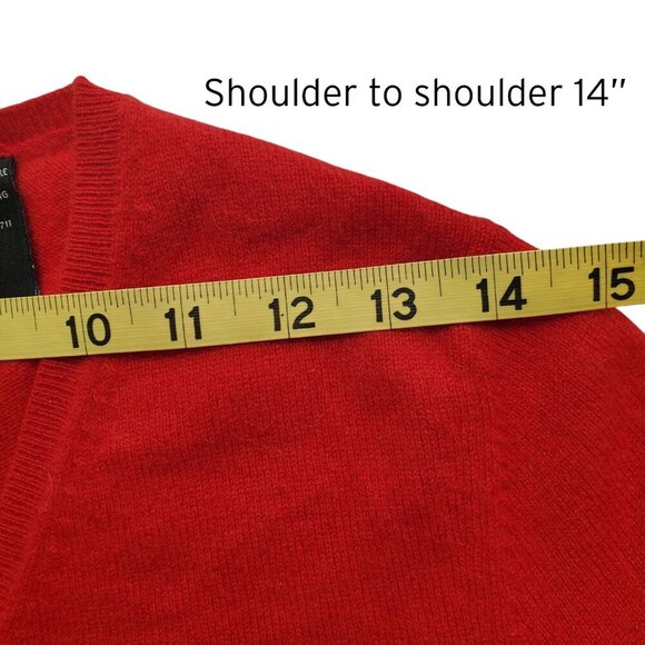 Valerie Stevens Red 2 Ply Cashmere V-Neck Cardigan Size S - Picture 12 of 14